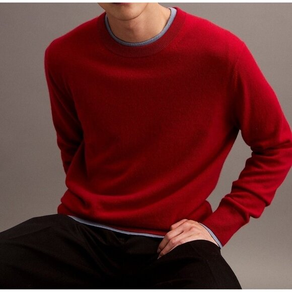 Calvin Klein Mens Classic Cashmere Crewneck Long Sleeve Sweater Red Size 2XL NWT - Picture 2 of 4